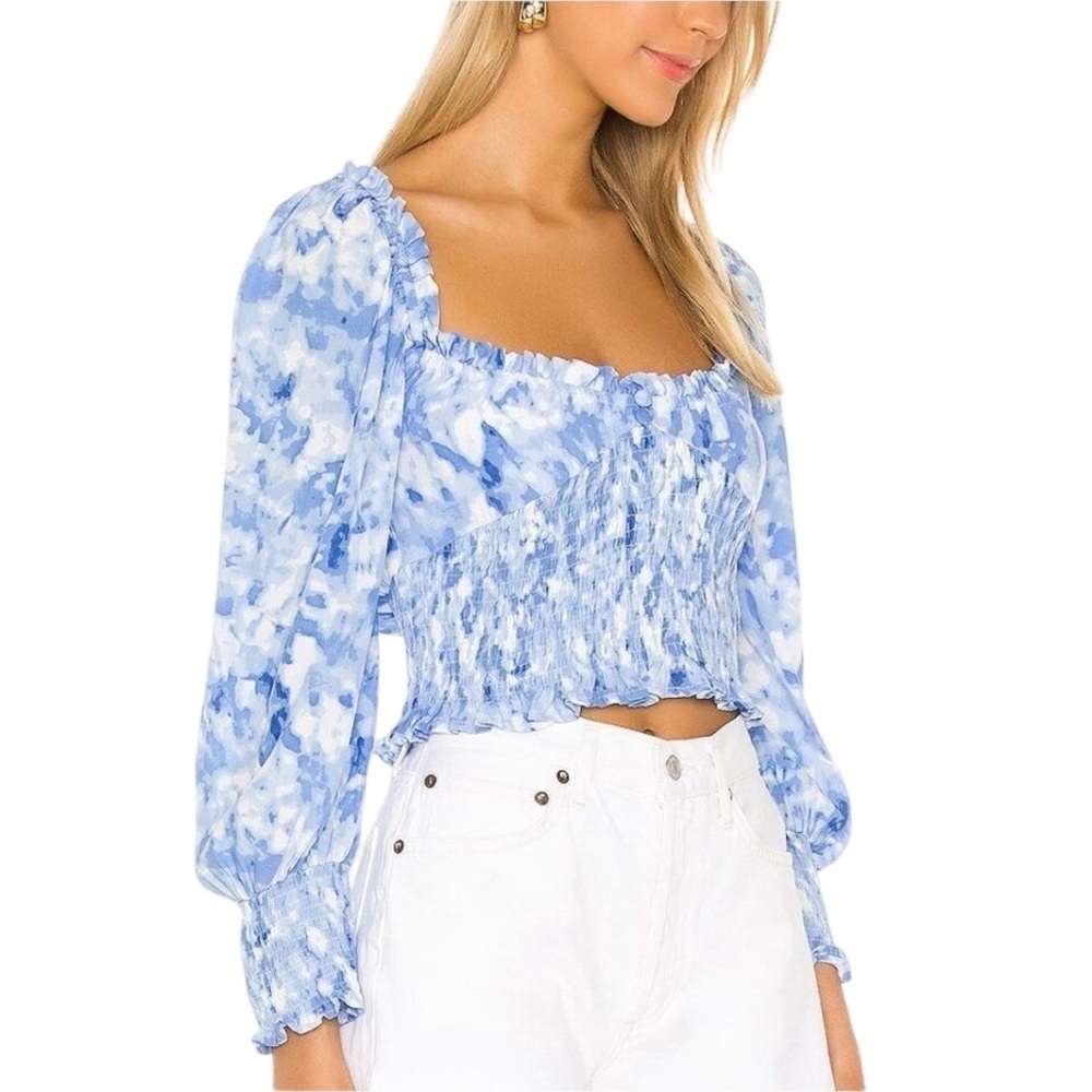 Faithfull The Brand Willow Top in Roos Tie Dye Blue Size L
